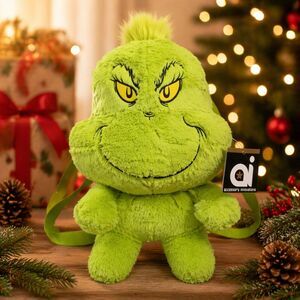 NWT Grinch Plush Backpack Large 18” Dr Seuss Christmas Green Gift Cute